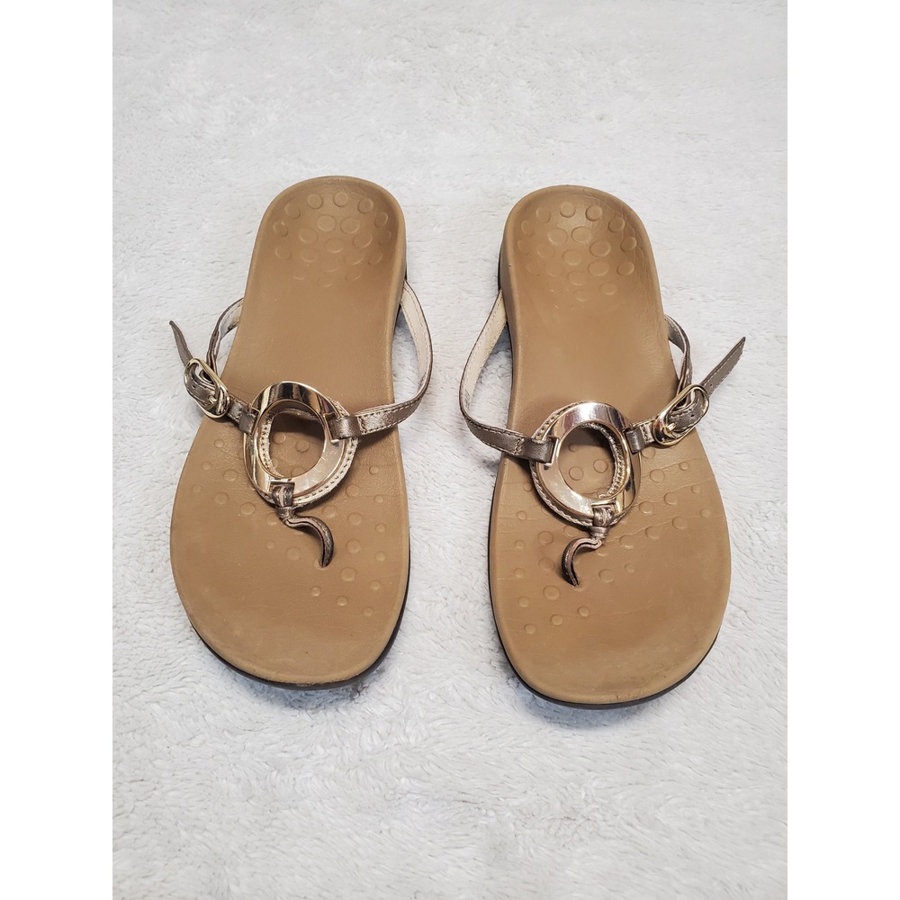 Vionic Tan Bronze Karina Slide Casual Sandal 9 Classic Basic Simple Summer Beach
